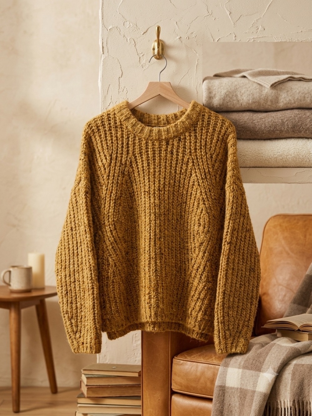 Universal Thread Mustard Yellow Chunky Knit Crewneck Sweater XL